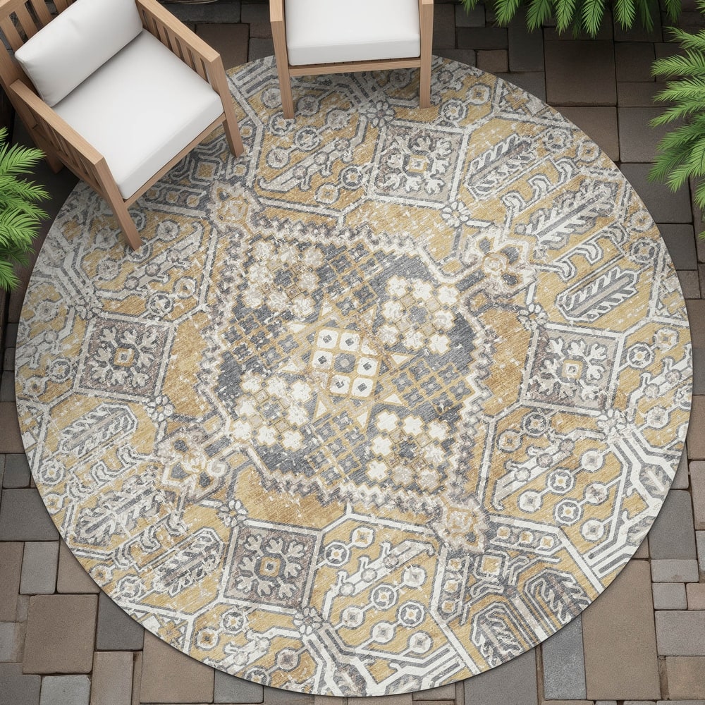Machine Washable Indoor/Outdoor Traditional Eclectic Chantille Rug