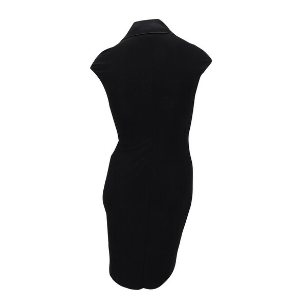 american living satin ruffle sheath dress