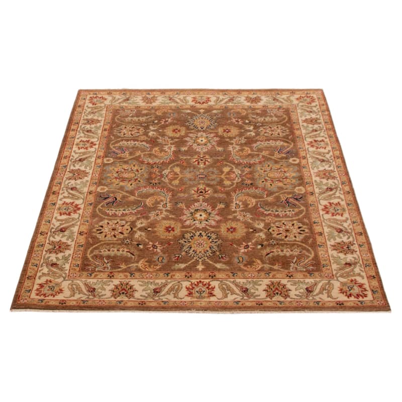ECARPETGALLERY Hand-knotted Jamshidpour Brown Wool Rug - 5' 1" x 6' 8"