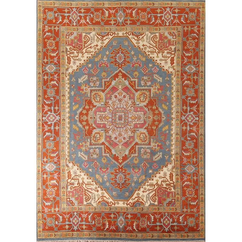 Geometric Heriz Serapi Oriental Area Rug Handmade Wool Carpet - 8'9"x 11'8"