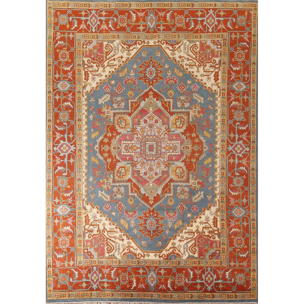 Geometric Heriz Serapi Oriental Area Rug Handmade Wool Carpet - 8'9"x 11'8"