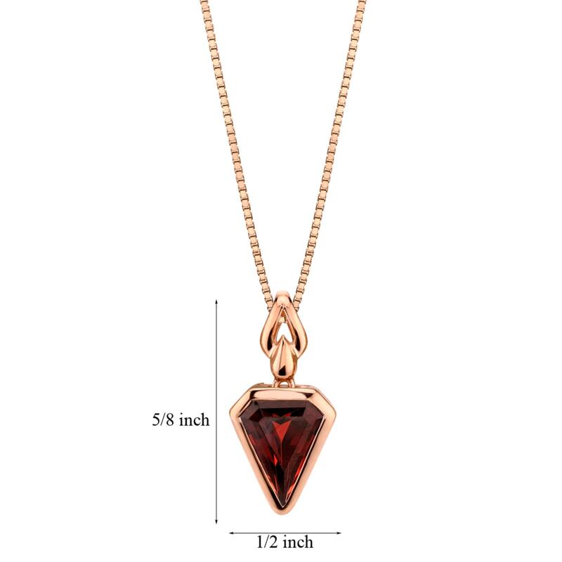 14k Rose Gold Garnet Chevron Cut Pendant 3.25 ct