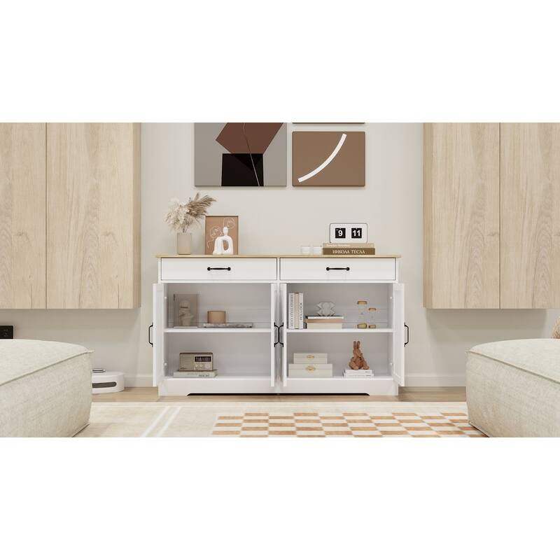 Buffet Cabinet for Kitchen, Dining Room, or Coffee Bar with Adjustable Shelves and Ample Storage