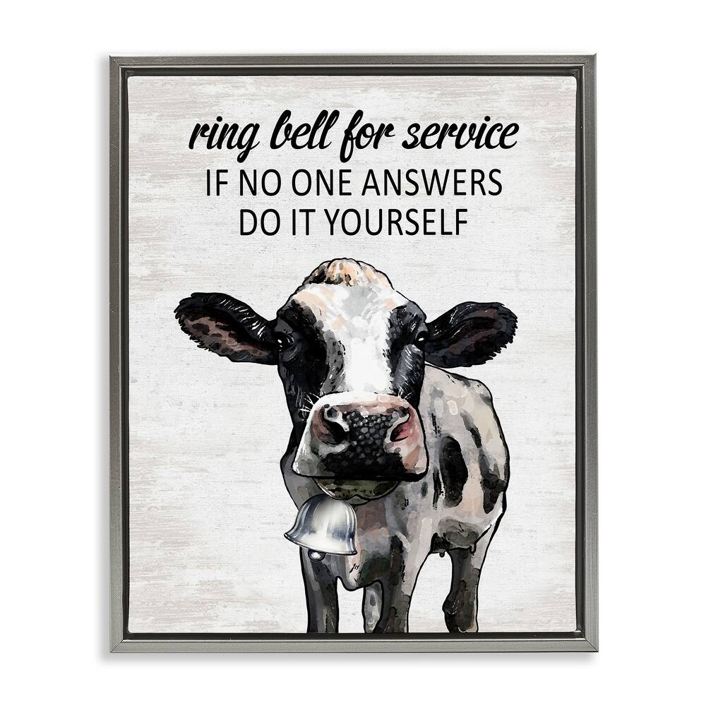Stupell Laundry Service Cow Framed Floater Canvas Wall Art Design By Lettered and Lined