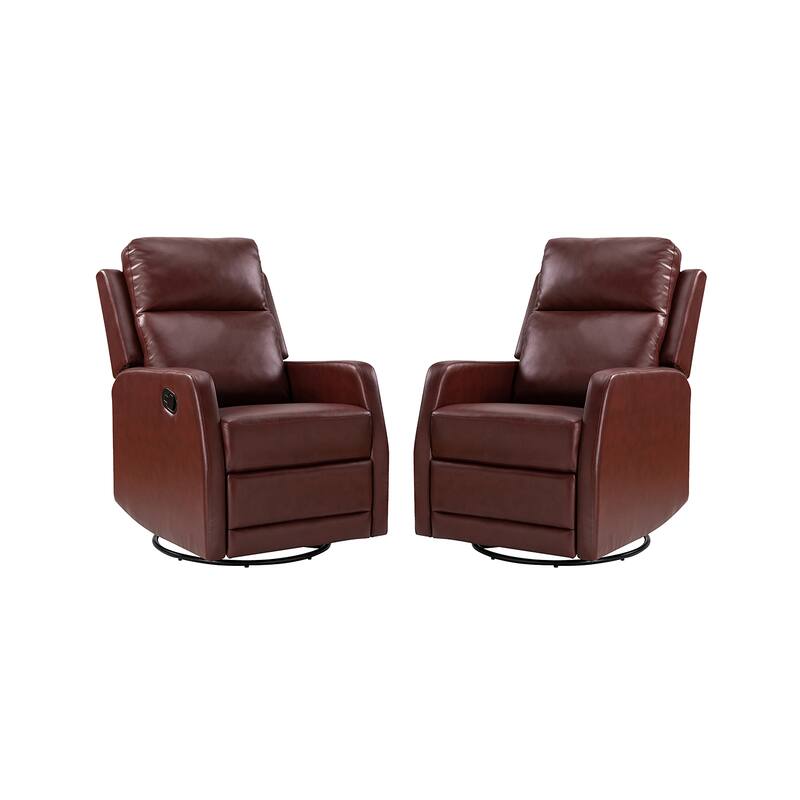 Esteban Modern Faux Leather Manual Rocking Swivel Recliner with Wingback Set of 2