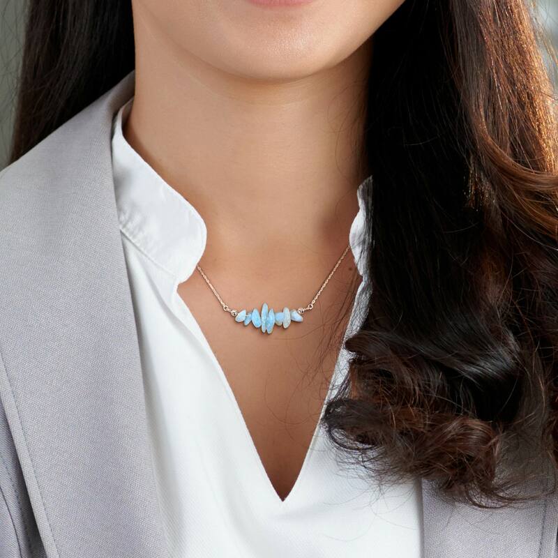 Miadora 1ct TGW Aquamarine Bead Necklace in Sterling Silver-17+2 in.