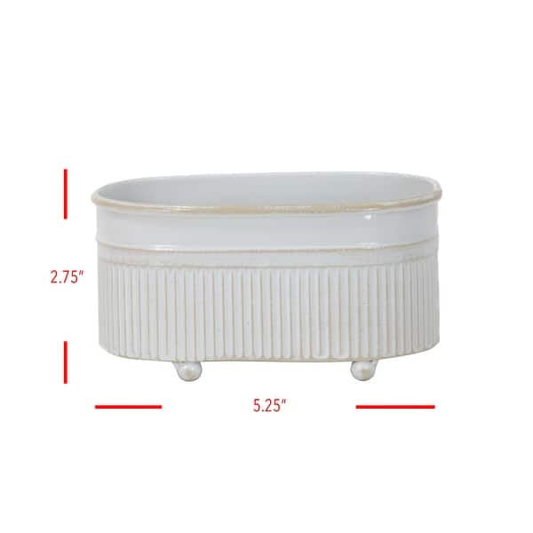 Foreside Home & Garden Antique White Metal Trough Planter with Ball Feet - 5.25 x 3 x 2.75