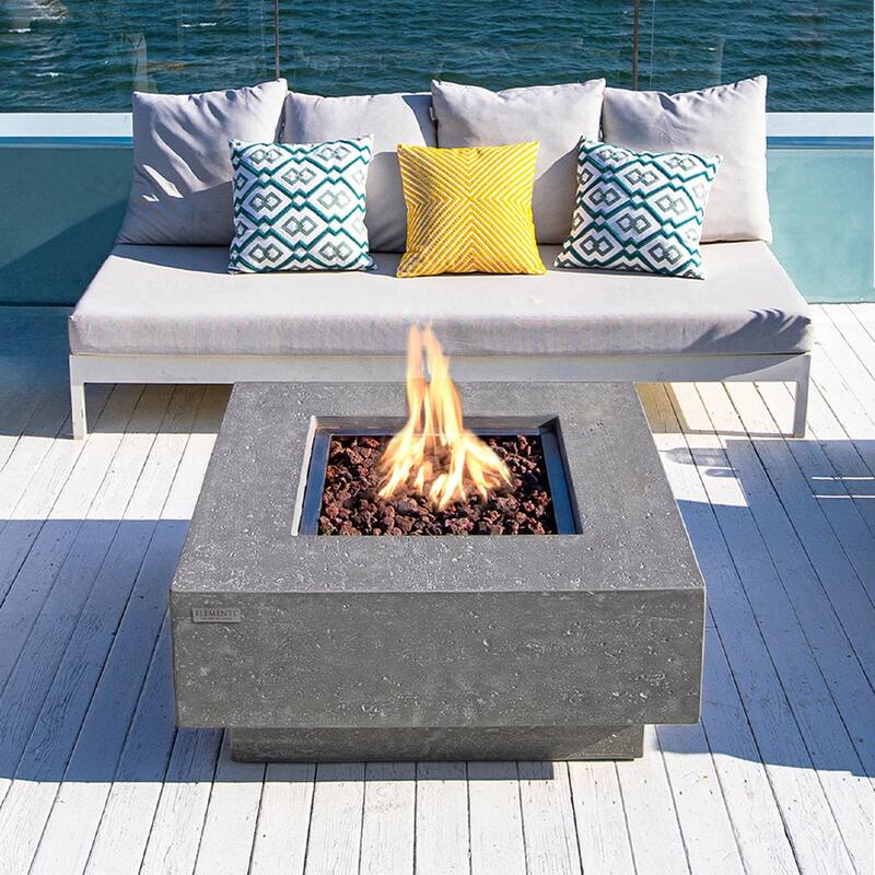 Elementi Manhattan Outdoor Fire Pit Table 36" Square Patio Heater - Natural Gas