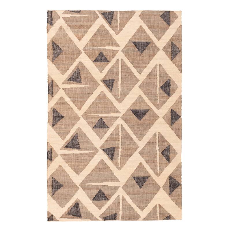 ECARPETGALLERY Flat-Weave Palas Denizli Ivory Jute Kilim - 5'1 x 8'0