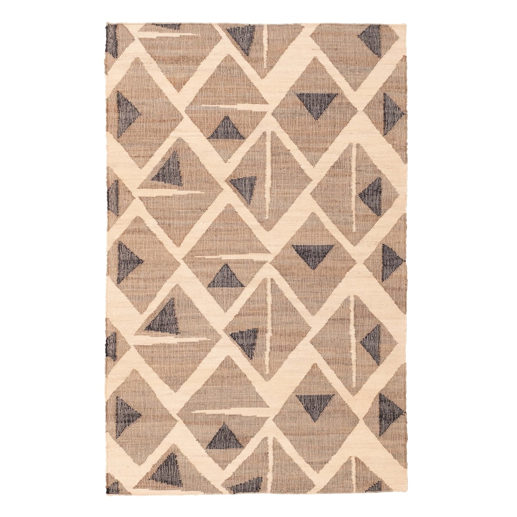 ECARPETGALLERY Flat-Weave Palas Denizli Ivory Jute Kilim - 5'1 x 8'0