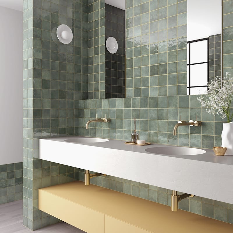 Vela 4x4 Glossy Porcelain Tile - Wall, Backsplash - 4 x 4 Sample - Oakmoss