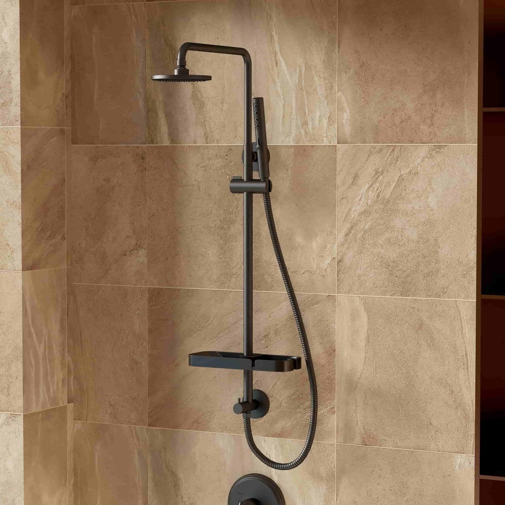 Modland 4-Way Exposed Retrofit Shower System with Rainfall & Handheld, Easy Install in Black/Nickel/Chrome
