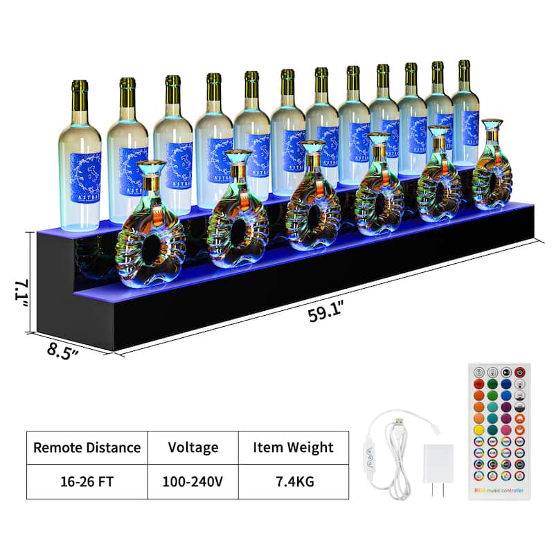 Moasis LED Lighted Liquor Bottle Display Shelf