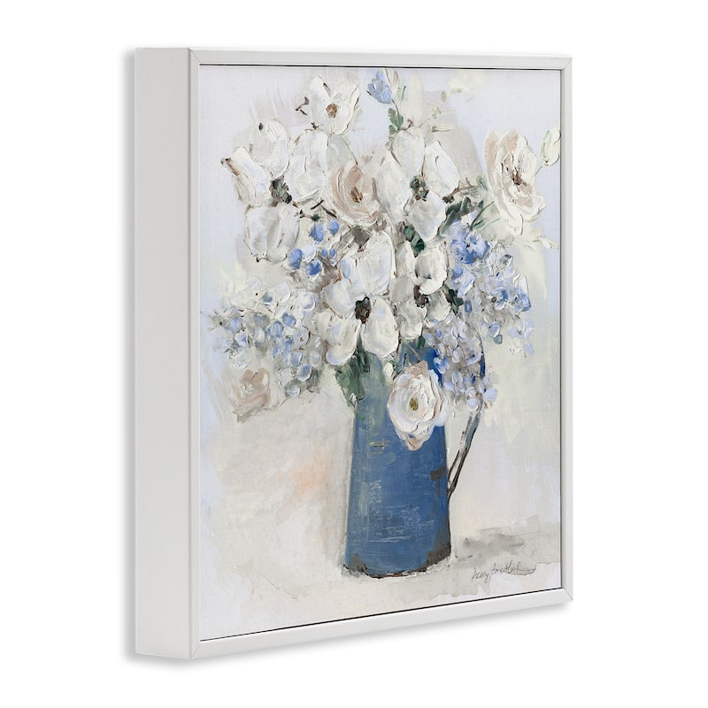 Stupell Bouquet in Blue Country Vase Framed Giclee Art Design By Sally Swatland