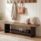 preview thumbnail 3 of 7, 55" Solid Wood Bench Indoor, 2-Tier Farmhouse Entryway Bench with Shoe Storage, Natural - 55.1" W x 12.6" D x 17.7" H
