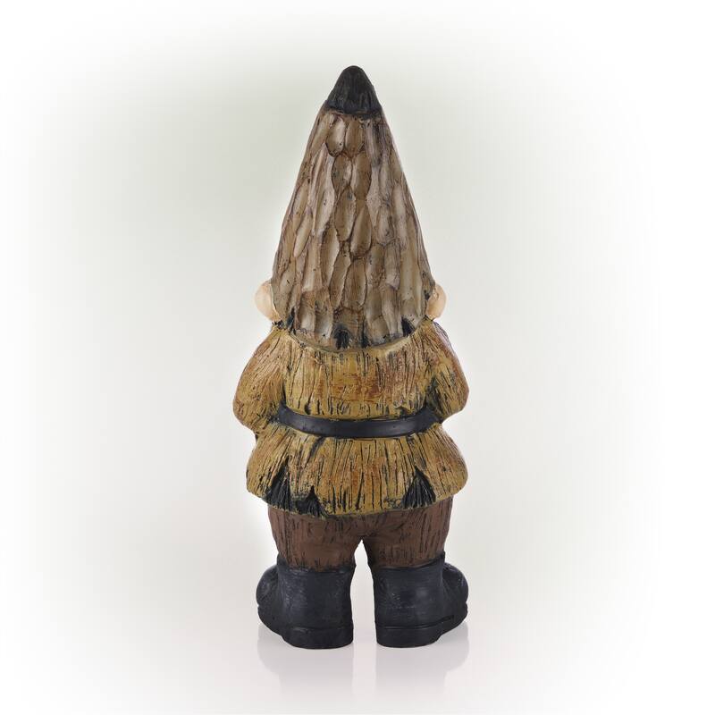 Alpine Corporation 16"H Indoor/Outdoor Garden Gnome with Watering Can Statue, Brown