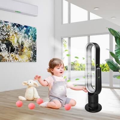 Bladeless Tower Fan, Standing Fan with Remote Control and 10-Hour Timing Closure, Low Noise, Home Oscillating Tower Fan