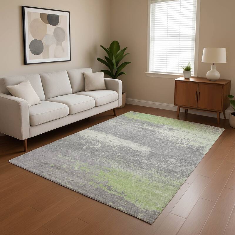 Premium Washable Super Soft Abstract Modern Mayfield Rug - Aloe - 9' x 12'