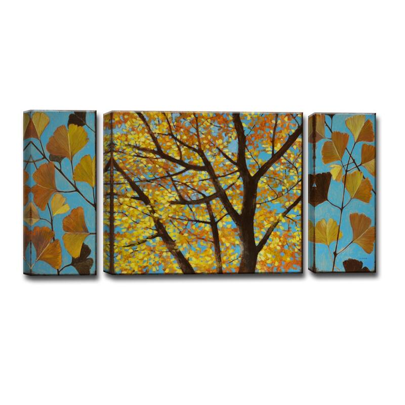 'Brilliant Ginkgo' 3 Piece Wrapped Canvas Wall Art Set by Norman Wyatt Jr.