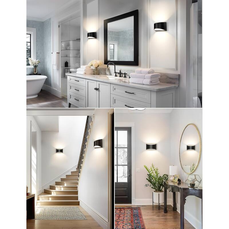 YANSUN Black Half Moon Wall Light 5CCT Dimmable Memory, Hardwired Sconce