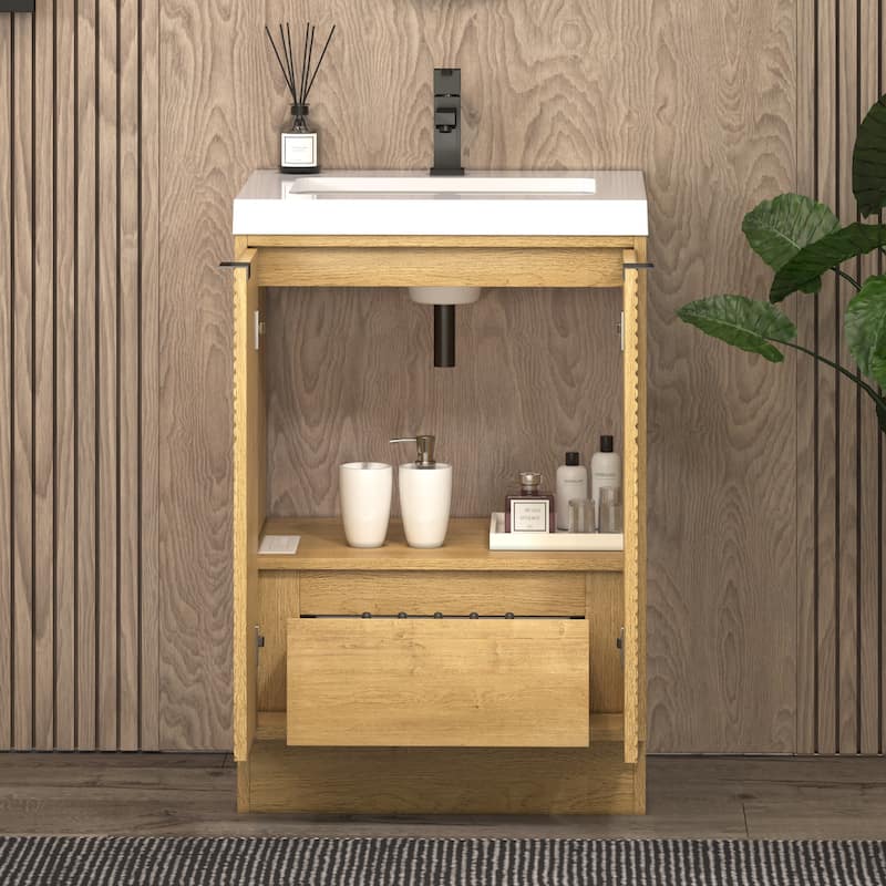 Milano 24" Freestanding Bathroom Vanity with White Acrylic Sink