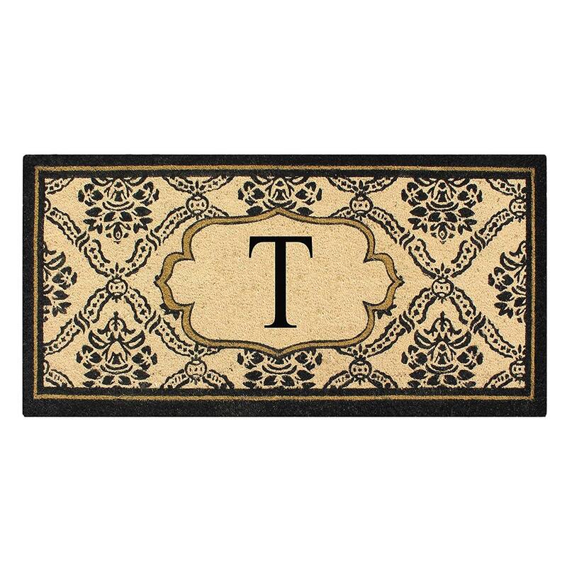 A1HC Uriel Treated Coir Monogrammed Entry Double Door Mat 30"x 60" - T