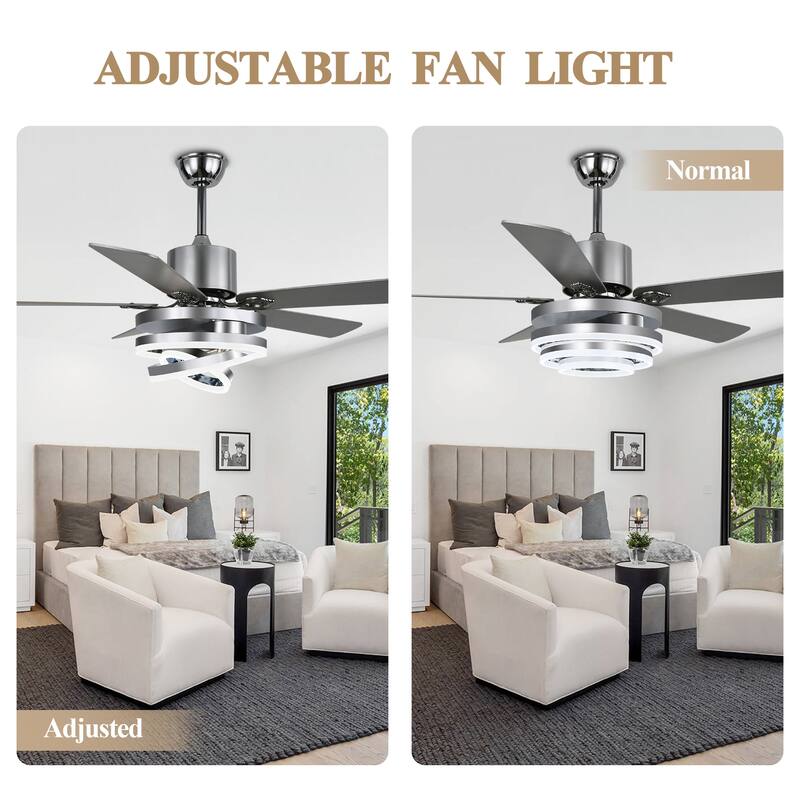 Cusp Barn 52"/72" Modern Large Dimmable LED Ceiling Fan with Lights and Remote, Reversible 8-Blade DC Motor DIY Shape Chandelier
