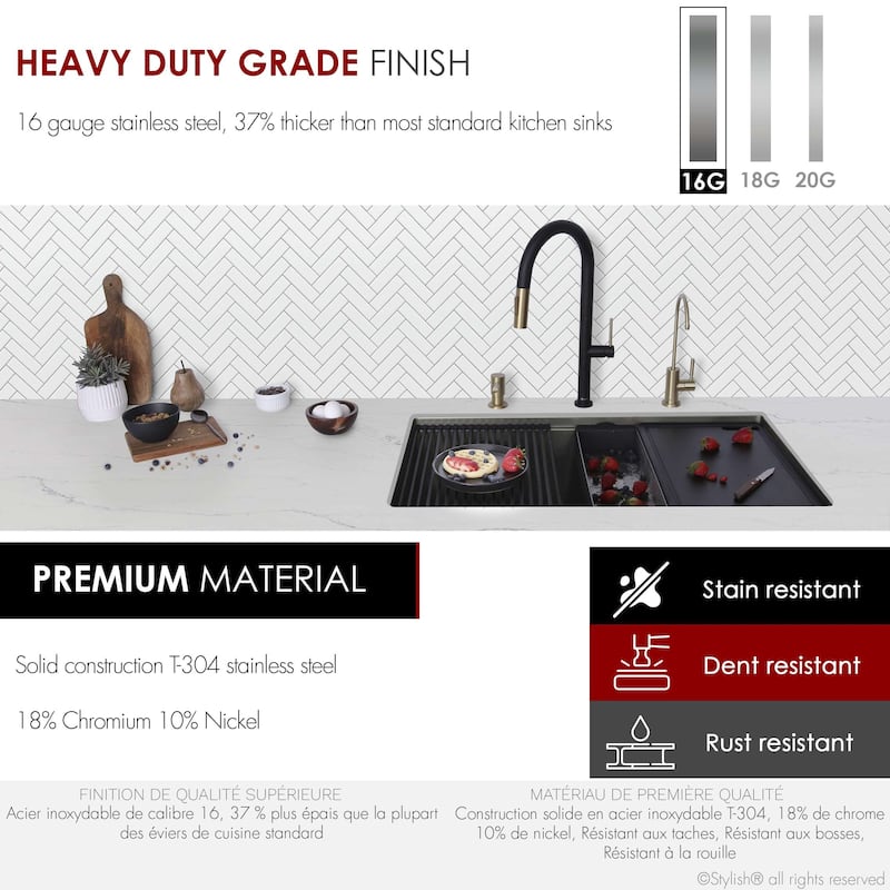 Versa33 Undermount 33" Single Bowl Stainless Steel Kitchen Sink - 33" x 19" x 10"