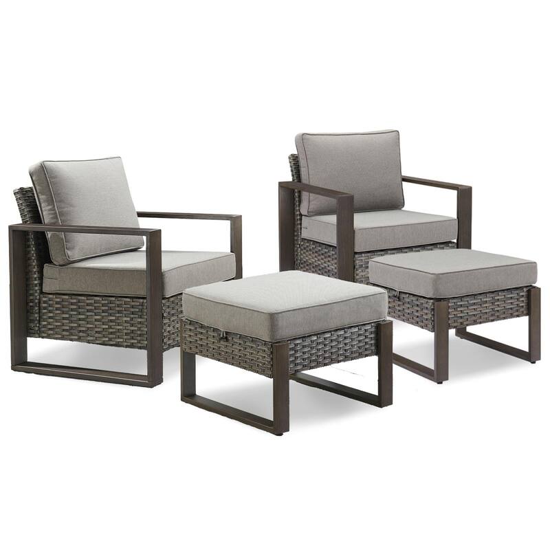 Gymojoy Outdoor Dining Chairs with Ottomans for Garden