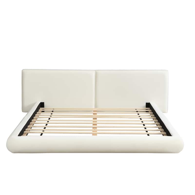 Christopher Knight Home - Lunara Modern Upholstered Floor-Hugging Platform Bed with Rounded Edges