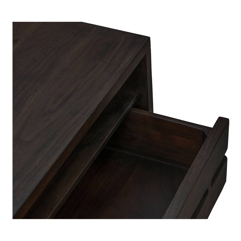 NADAAL STUDIOS Sterling Nightstand, Solid Acacia Wood with Live Edge Detail, Dark Brown
