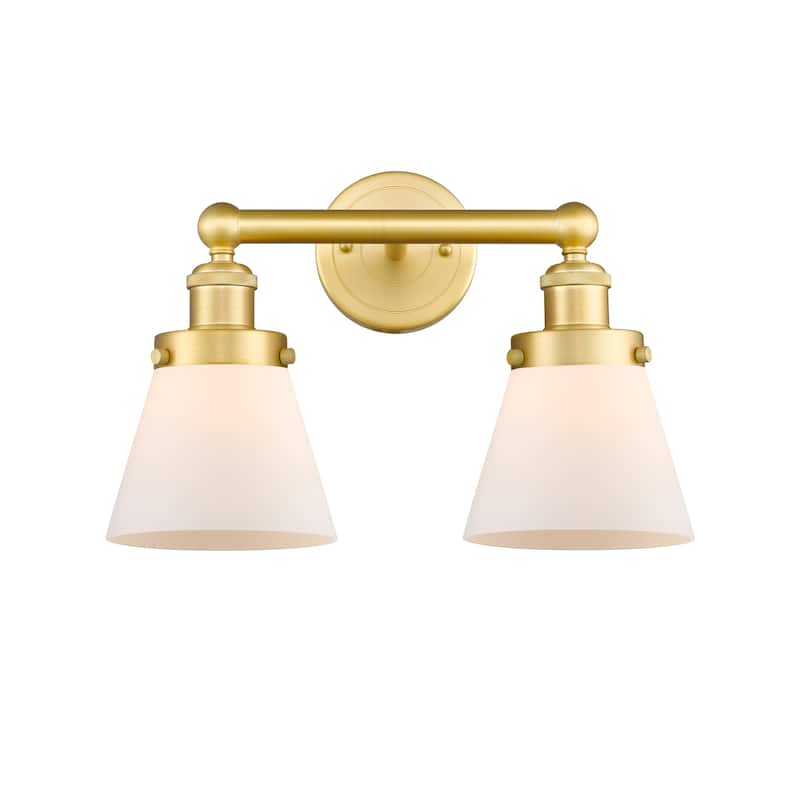 Innovations Lighting 616-2W-10-16 Cone Vanity Cone 2 Light 16" Wide - Satin Gold / Matte White