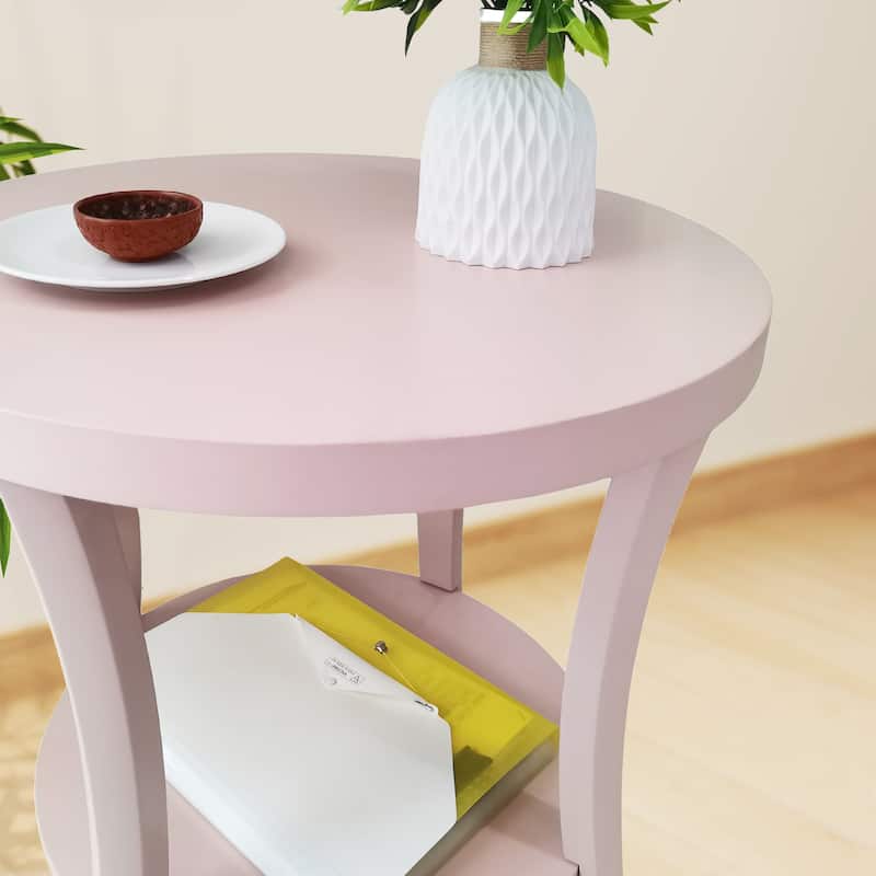 Roundhill Furniture Perth Contemporary Round Shelf End Table