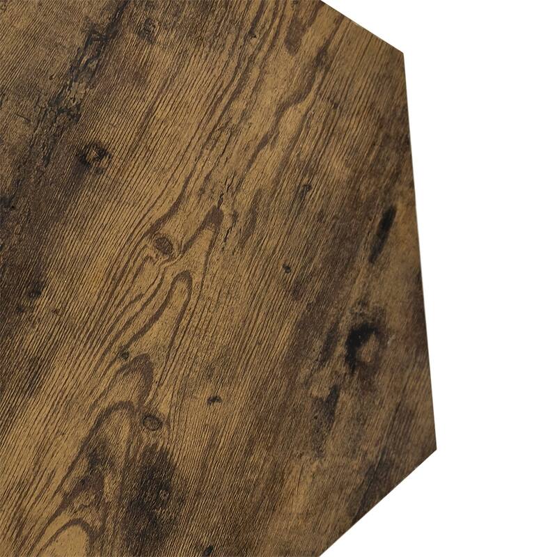 23.62" Wood Hexagonal Coffee Table with Storage Shelf