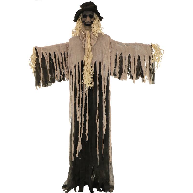 Haunted Hill Farm 6-Ft. Standing Scarecrow, Indoor or Covered Outdoor Halloween Decoration, Poseable, The Hunter