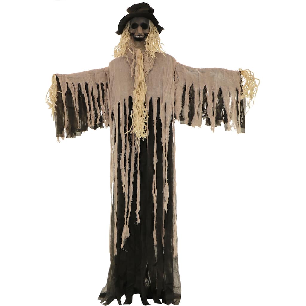 Haunted Hill Farm 6-Ft. Standing Scarecrow, Indoor or Covered Outdoor Halloween Decoration, Poseable, The Hunter