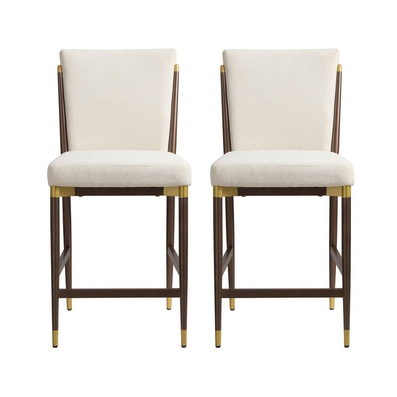 Christopher Knight Home - LuxeCraft Modern Upholstered Metal Base Counter Stool with Solid Back Design (Set of 2)