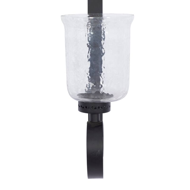 Metal Scroll Handmade Pillar Wall Sconce - Black - Roche River Decor - 7"W x 9"L x 31"H