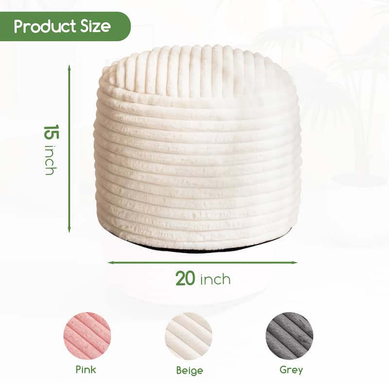 Round Corduroy Pouf Ottoman 20-inch/26inch