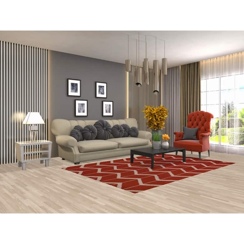 Hand Knotted Oriental 100% Wool Carpet Modern All-Over Red Gabbeh Area Rug - 7' 10'' X 5' 2''