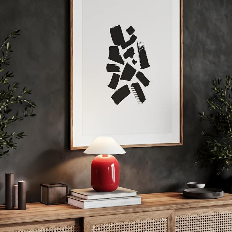 Ren LED 7.87 in Glossy Red Midcentury Modern Urn Dimmable Cordless Portable Rechargeable Bedside Nightstand Desk Lamp