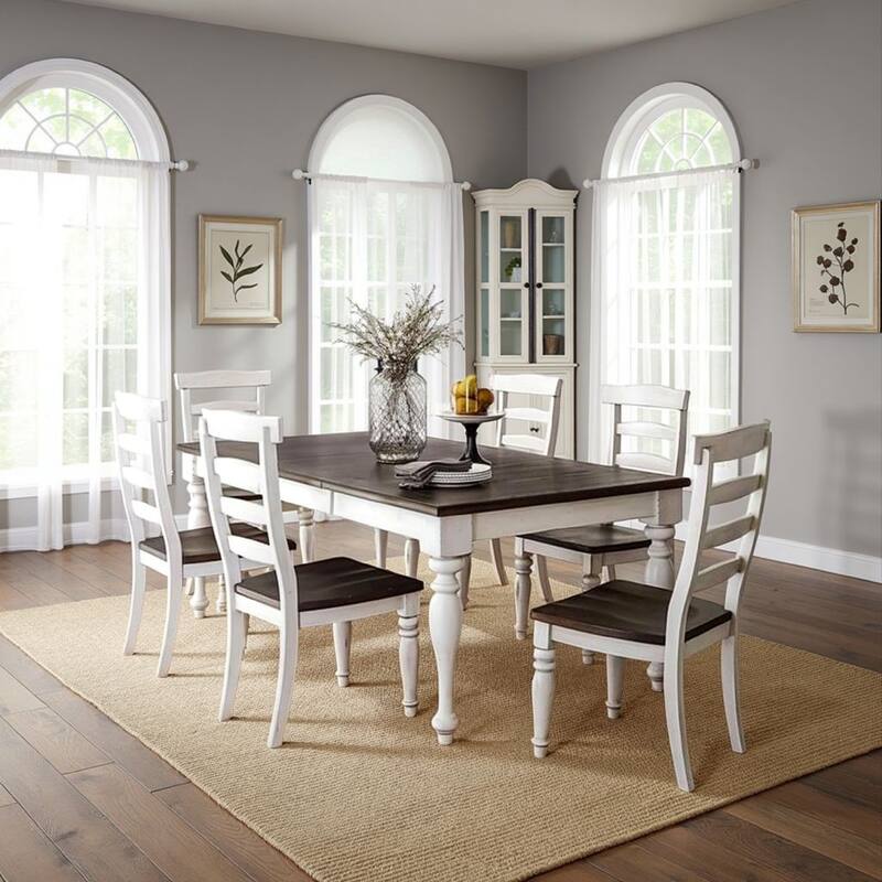 Orso Dining Table, White Mindi Wood, Rectangular Extendable 60-84 Inch