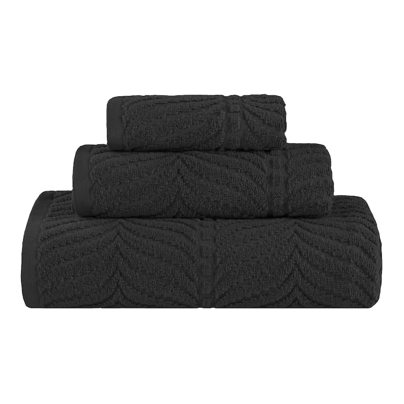 Superior Chevron Zero Twist Jacquard Cotton 3 Piece Bathroom Towel Set
