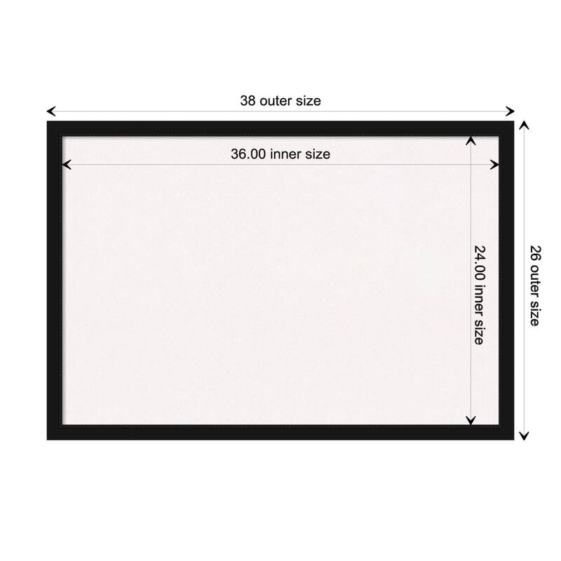 Avon Black Narrow Framed White Corkboard Bulletin Board, Organization Board, Pin Board - Board Size 36x24