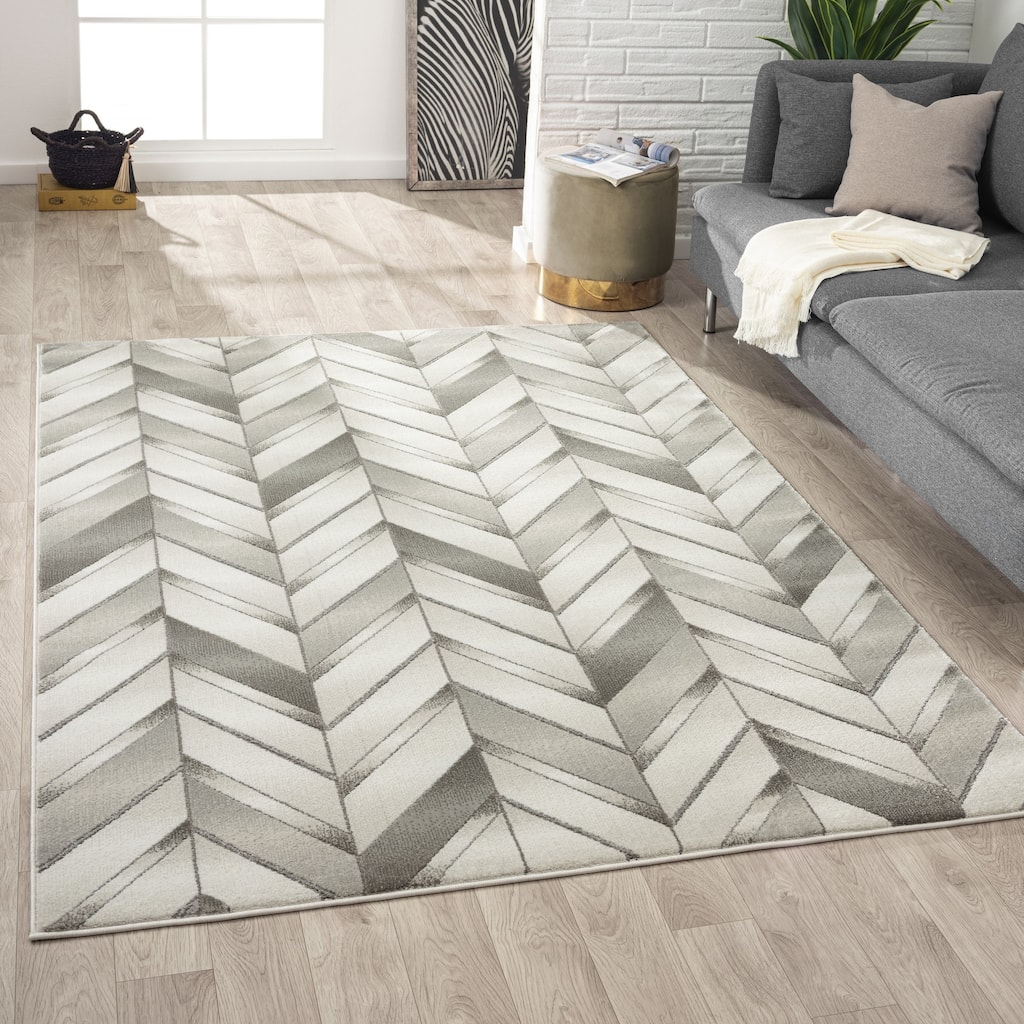 Brooklyn Collection Abstract Chevron Area Rug