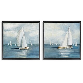 Stupell Sailboat Fleet Vessels Framed Floater Canvas Wall Art Design By ...