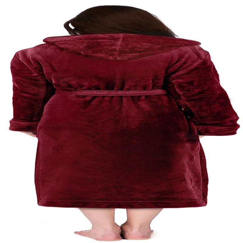 Women's Fleece Hooded Bathrobe Plush
