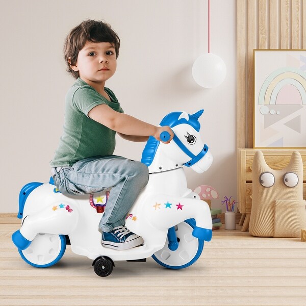 Kids 12V Unicorn Ride On Toy with Training Wheels Fun and Safe Horse Riding Mode 27undefined L x 15undefined W x 22.5undefined H Bed Bath Beyond 41698504