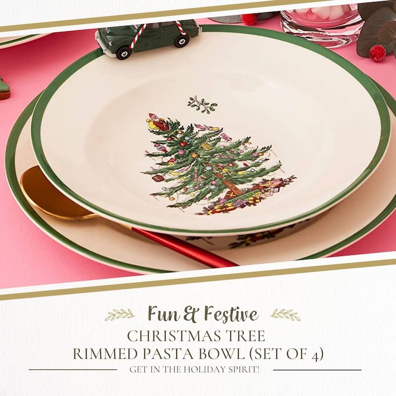 Spode Christmas Tree Set of 4 Pasta Bowls - 10 in