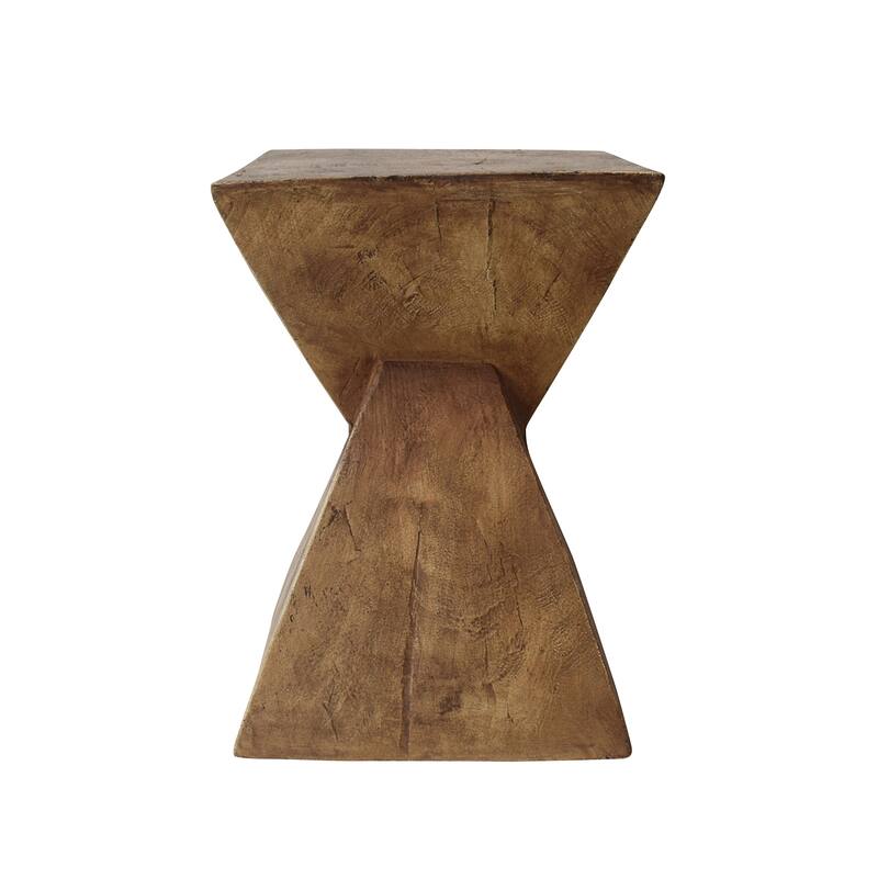 12.5" Modern Round Side Table with Twisted Hourglass Structure and Wood-like Finish